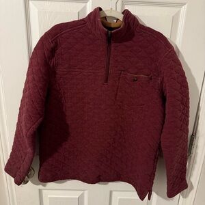 Eddie Bauer Brown and Burgundy Quarter Zip Quilted Jacket